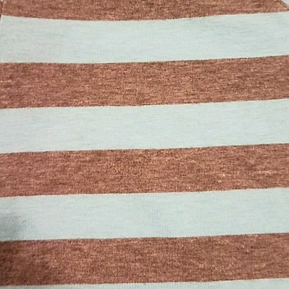 V-Neck Grey & Blue Striped Short Sleeve Tee Shirt - Picture 3 of 3